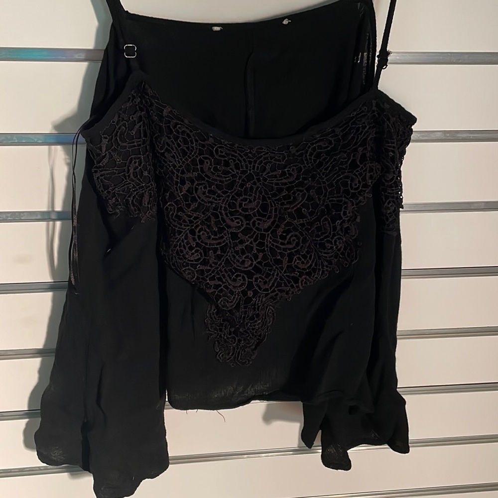Lacy solid black dressy top